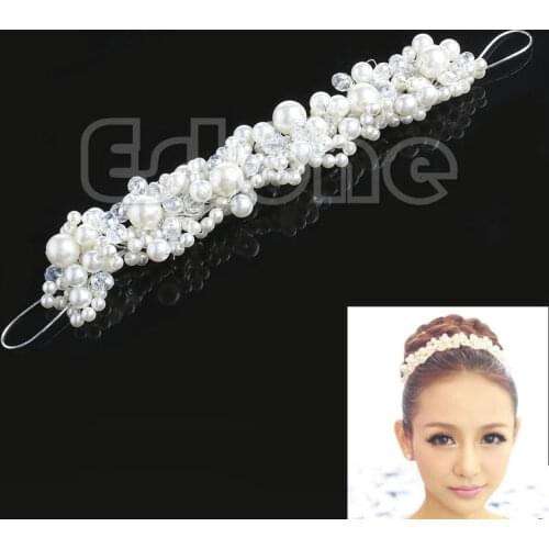 New Rhinestone Faux Pearl Wedding Bridal Prom Headband Tiara Headpiece Hair Clip
