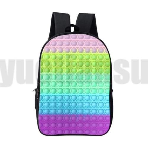Fashion POP It Backpacks 16 Inch Anime Canvas Double Zipper Cute Pop Fidget Schoolbag Back To School 3D Family Games Bag Kids