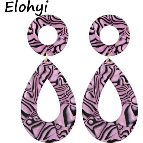 ELOHYI Women Brincos Oorbellen Boho Exaggerated drop leopard Acetate Edition Geometric Drops Simple Fashion Women Earring