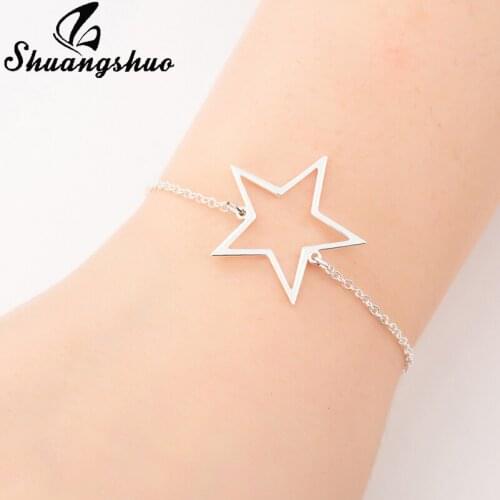 Shuangshuo Stainless Steel Bracelets For Women Lucky Star Charm Adjustable Bracelet Fashion femme Jewelry Pulseira Feminina