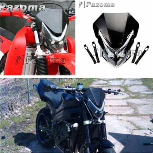 For Streetfighter Black Universal Motorcycle Dirt Bike LED Vision Headlight For Ducati Honda Yamaha Suzuki YZ CR DR DRZ CBR
