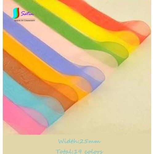 Vintage Colourful Gauze Chiffon Lace Trim Ribbons DIY Handmade Hair Accessories Material Garment Applique 25mm S0085N