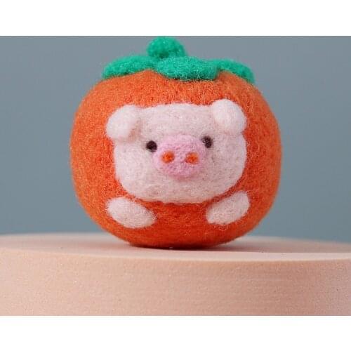 DIY Non Finish Funny Creative Tomato Pig Wool Needle Felt Kit Anti-Stress Doll Toy Poked Wool Felt Kit For Handmade Beginner