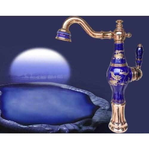 Top-grade Brass and Jade Basin Sink Faucet Deck Mounted Bathroom Water Tap Hot and Cold Mixer Tap Basin Faucet