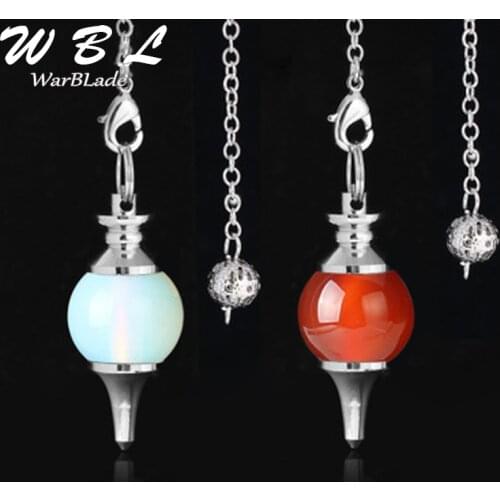 WarBLade Reiki Natural Stone Crystal Balance Red Agates Dowsing Pendulum Circular Cone Charm Pendant for Men Women Divination