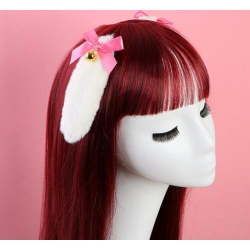 1Pair Bunny Ears Hair Clips Ribbon Bow Hair Clip Cosplay Costume Headwear Anime Cosplay