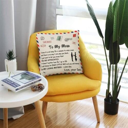 Commemorative Meaning Square Pillowcases Friendship Family Love Series Letter Printed Pattern Suede Pillow Cover