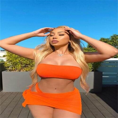 Sweet Girl Holiday Birthday Two Piece Outfits For Women Skirts Sets Vest Crop Top Sexy Party Dress Solid Color Lady Streetwear