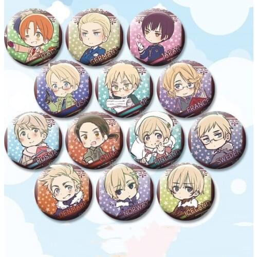 58 mm diameter Badges Hetalia Russia DE Uk Lovely Brooch Icons