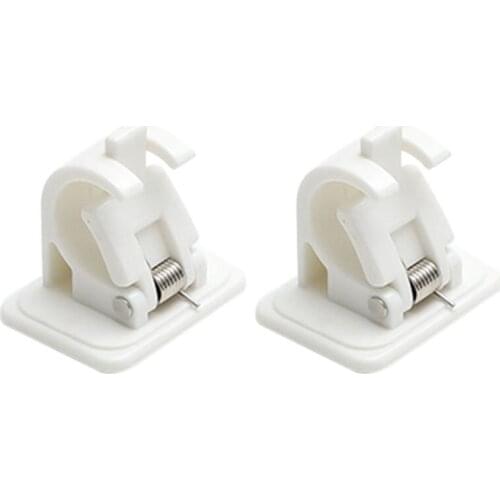 1Pair Curtain Rod Brackets No Drill Adjustable Stick Fixed Clip Holder Hanging Rack Hook for Kitchen