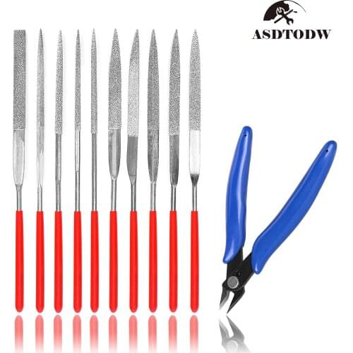 10PCS 5.5'' Small Diamond Needle File Set Jeweler Carving Tool DIY Wood Rasp File Needle Jewelry Polishing Too With 1PC Cutter