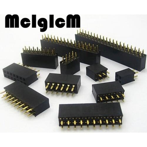 10pcs Connector 2.54mm Double Row Female Connector Straight Pin Header Pitch 2.54mm Socket Pin Strip Free Shipping