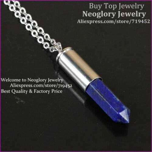 10pcs Natural Lapis Lazuli Gems Point Bullet Necklace Silver Plated Casing Pendant Drusy Quartz Druzy Stone Pendant Necklace