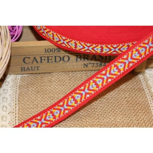 10yards/lot wide 2cm Woven Jacquard Ribbon Geometric for curtain and clothing accessory LS-0993