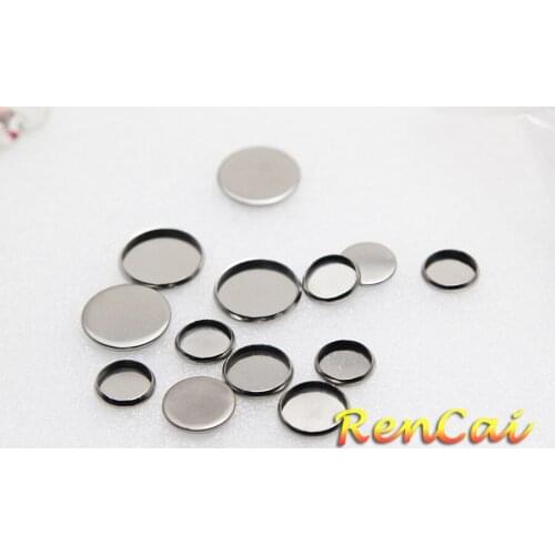 100pcs 6/8/10/12/14/16/18/20/25mm Stainless Steel Round Bezel Trays Blanks Settings Cabochon Base Fit Cabochons Cameo DIY Making