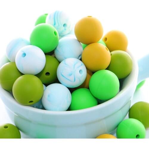 100pcs 15mm Silicone Colorful Beads For BPA Free Food Grade Silicone Beads For Baby Chewable Chewing Toys For Babies Infant Toys