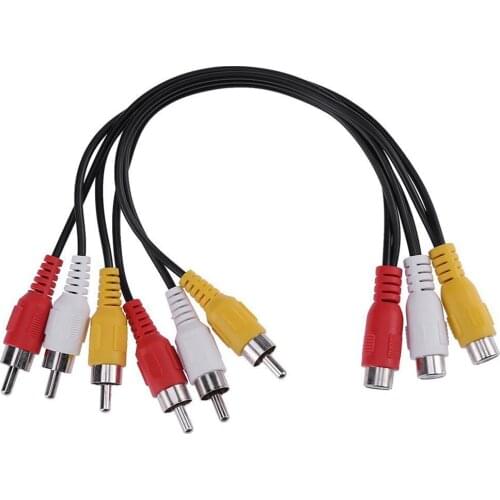 30cm 3 RCA Female Jack To 6 RCA Male Splitter Audio Video AV Adapter Cable Bundle 1 Polybag Television Coaxial Cables
