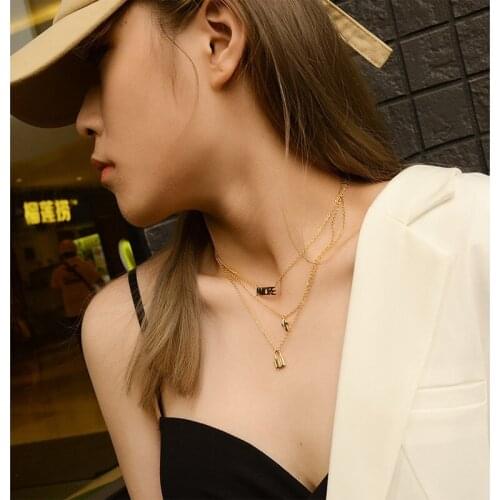 316L Stainless Steel Gold Plating Multilayer Key Cross Love Pendant Necklace Boho Chain Necklace For Women Jewelry Gifts Collier