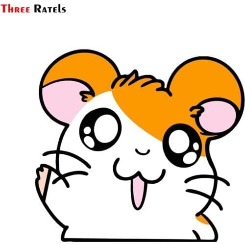 Three Ratels FC135 3D Cute HAMTARO Anime Peeking Motorcycle Car Bumper Window Decal Vinyl Car Sticker Graffiti Laptop Sticker