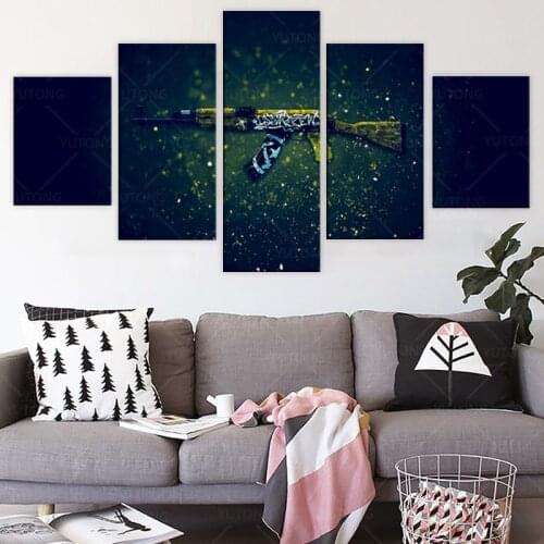 5 piece CSGO AK-47 Fire Serpent Skin Picture Game Poster print Wall art canvas Paintings for living Home room Decor Frame