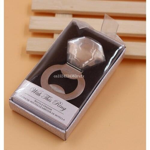 50pcs Bottle Opener Diamond Ring Shaped Alloy Tool Wedding Party Birthday Baby Shower Favor Gift Souvenirs Bottle Opener