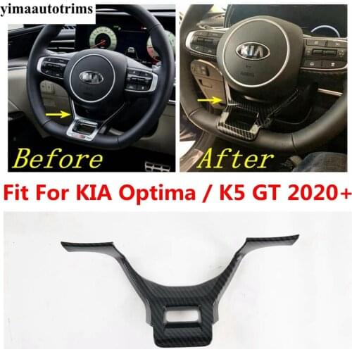 Carbon Fiber Look ABS Accessories For KIA Optima / K5 GT 2020 2021 Steering Wheel Panel Frame Decor Cover Trim Interior Kit