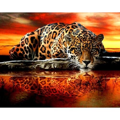 Full Square/Round Drill 5D DIY Diamond Painting "sunset leopard" 3D Embroidery Cross Stitch 5D Rhinestone Home Decor Gift