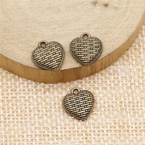 Free shipping 92pcs 12x11mm antique bronze Heart charms diy retro jewelry fit Earring keychain hair card pendant accessories