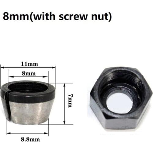 6mm 6.35mm 8mm Collet Chuck Adapter With Nut For Woodworking Engraving Trimming Machine Electric Router Machinery Accessories