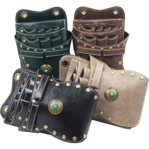 Professional hair scissors PU leather bag shears case Pockets Waist Belt barber packet Salon Holster hairdressing scissors bag