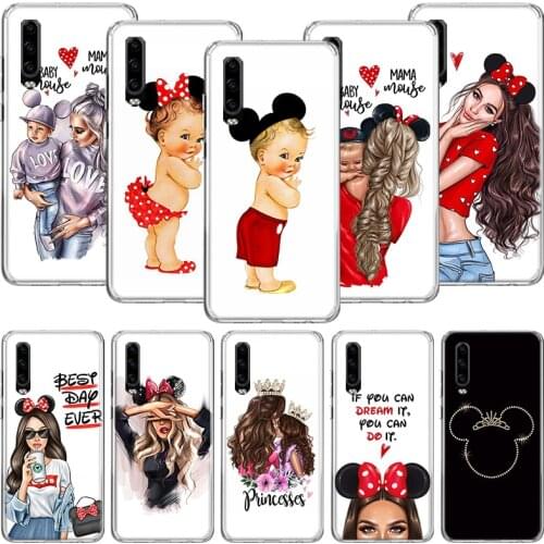 Mouse Baby Mon Girl Love Phone Case For Huawei P30 P40 P20 P10 Mate 20 10 30 Lite Pro P Smart Z Plus Printing Cover Coque Shell