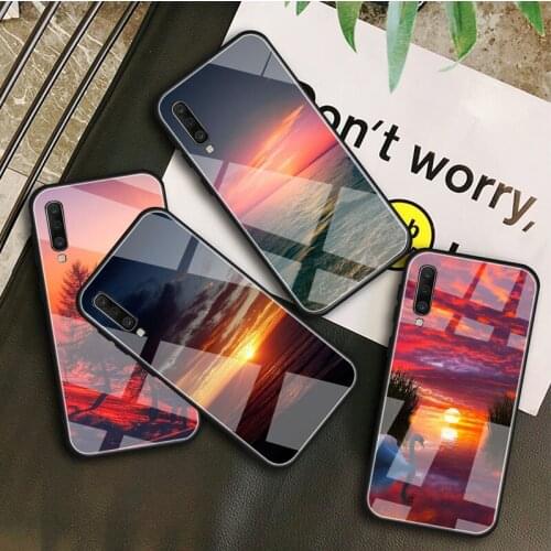 Sunrise & Sunset Tempered Glass Case For Samsung Galaxy A 10S 10E 20S 20E 30S 40 50S 60 70 80 90 6 7 8 Shell