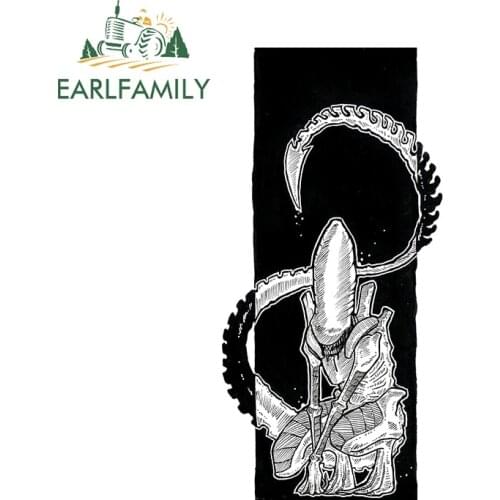 EARLFAMILY 13cm X 6.5cm for Alien Car Sticker DIY Waterproof Occlusion Scratch Custom Printing Black White Universe DIY Decal