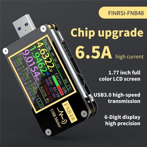FNB48 PD Trigger Voltmeter Ammeter Current Voltage Meter USB Tester QC4 + PD3.0 2.0 PPS Fast Charging Protocol Capacity Test