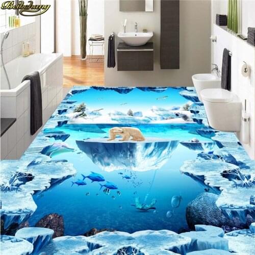 Beibehang Custom photo floor painting wallpaper to paste the polar bear glacier iceberg snow mountain 3D floor three - dimension