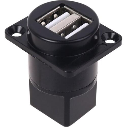 D type socket Metal USB 2.0 socket female to female USB connector panel mounting