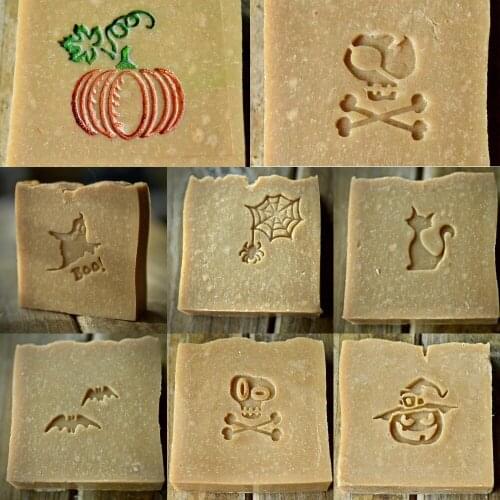 Halloween Series Soap Stamp 8 Styles Transparent Acrylic Seal Handmade DIY For Soap Making Stamp Pumpkin Skull And Bones