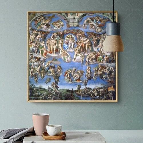 The Last Judgment Paintings On The Wall By Michelangelo Reproductions Christian Wall Art Canvas Pictures For Living Room Cuadros