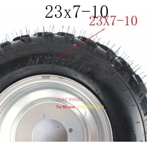 AT23X7-10 Inch Wheel Tubeless Tyre AT23x7-10 Inch Vacuum Tire with Aluminum Alloy Hub for GO KART KARTING ATV UTV Buggy