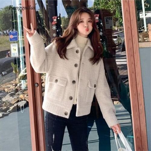 Fall/winter Womens High Quality Imitation Mink Velvet Jacket Female Korean Version Single-Breasted Solid Color Short Knit Top f