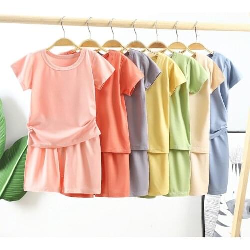 Summer Baby Pijama Set Kids Modal Nightwear for Girls Boys Casual Sleepwear Short Sleeve Pijamas Suit Tops+Short Pants Pijamas