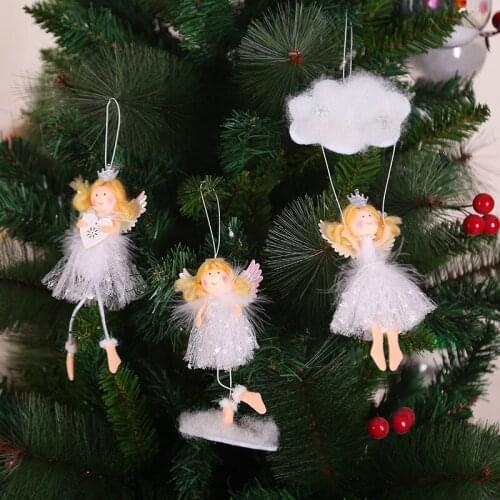 Cute Cartoon Angel Plush Doll Christmas Pendant Creative Christmas Tree Closet Hanging Ornaments Window Decoration Xmas Gift Toy
