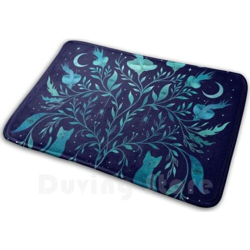 Mystical Potted Plant Mat Rug Carpet Anti-Slip Floor Mats Bedroom Flower Pot Plant Botany Mystical Magical Wicca Witch Vibe Cat