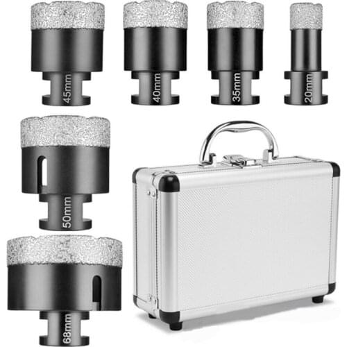 6 Pcs M14 Diamond Core Bits Set Vacuum Brazed Perforating Drill Bit Set Cut Diameter 20/35/40/45/50/68mm Ceramic Marble Hole Saw