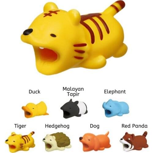 Tiger panda Animal Cable bites Protector set for Iphone 5 6 6s 7 8 X Xs Max XR protege cable buddies cartoon kabel diertjes