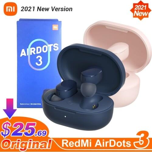 2021 New Xiaomi Redmi AirDots 3 TWS Wireless Earphones Bluetooth 5.2 aptX Adaptive Stereo Bass With Mic Handsfree Mi True earbu