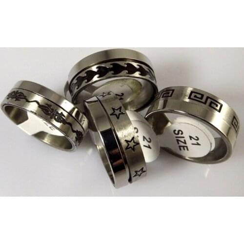 WHOLESALE 18 pcs (2 in 1) Fashion Etch STAINLESS STEEL RING Free shipping
