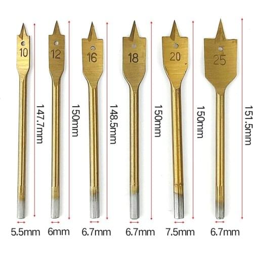 1 Set 10-25mm DIY Woodworking Drill Tools Industrial Spade Paddle Flat Wood Boring Drill Bit DIY Woodworking Flat Drill