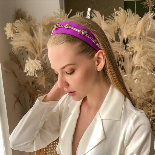 Retro Golden Portrait Coin Hairband For Women Bee Hairbands Imitation Pearl Crystal Headband Hair Accessories Wedding Headwear