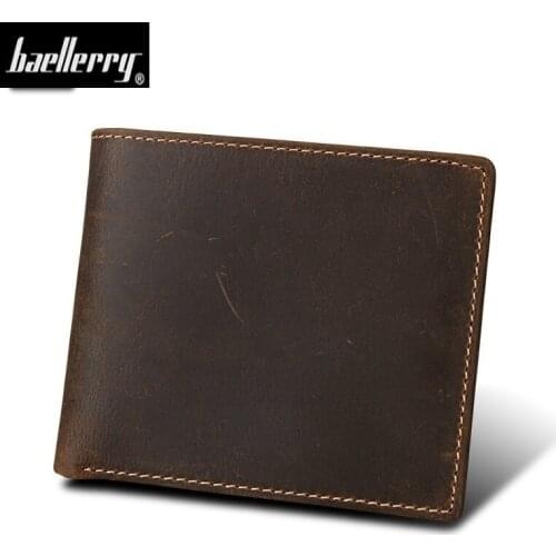 Luxury Genuine cow Leather Men Wallet Brand Design Short Wallet High Quality Male Wallets With Coin Bag Brown Small Pures